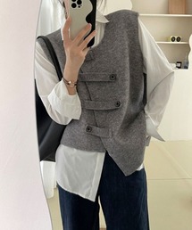 アシメデザインノースリーブニット