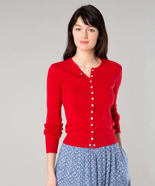 agnes b.(アニエスベー)の「コットン ニット 長袖 カーディガンプレッション "Swing"(カーディガン/ボレロ・レディース・レッド系その他・2/1/3)」の2枚目の写真
