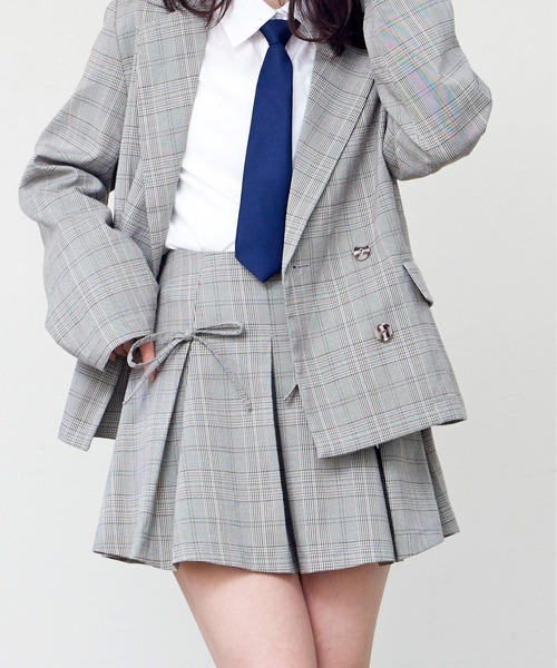FUN(ファン)の「リボンミニスカート(スカート・レディース・チャコールグレー/アイボリー/グレー系・L/M/S)」の3枚目の写真