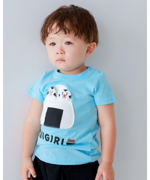 CHEEK ROOM(チークルーム)の「チークルーム おにぎり Tシャツ(Tシャツ/カットソー・キッズ・サックスブルー/パープル/イエロー・80cm/90cm/100cm/110cm/120cm/130cm)」の2枚目の写真