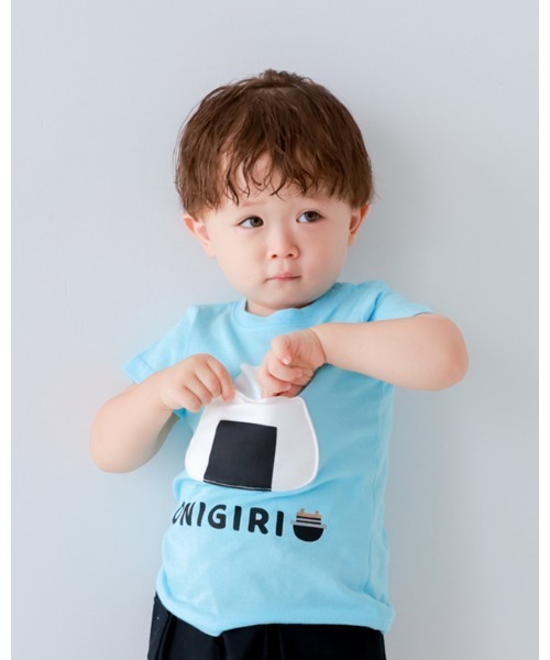 CHEEK ROOM(チークルーム)の「チークルーム おにぎり Tシャツ(Tシャツ/カットソー・キッズ・サックスブルー/パープル/イエロー・80cm/90cm/100cm/110cm/120cm/130cm)」の4枚目の写真
