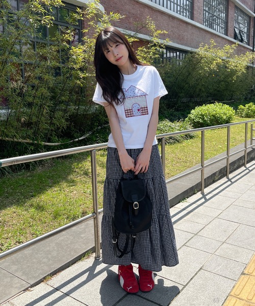 UNE MANSION(ユヌマンション)の「ユニークスターホーム刺繍半袖Tシャツカットソー(Tシャツ/カットソー・レディース・ネイビー/ホワイト・FREE)」の7枚目の写真