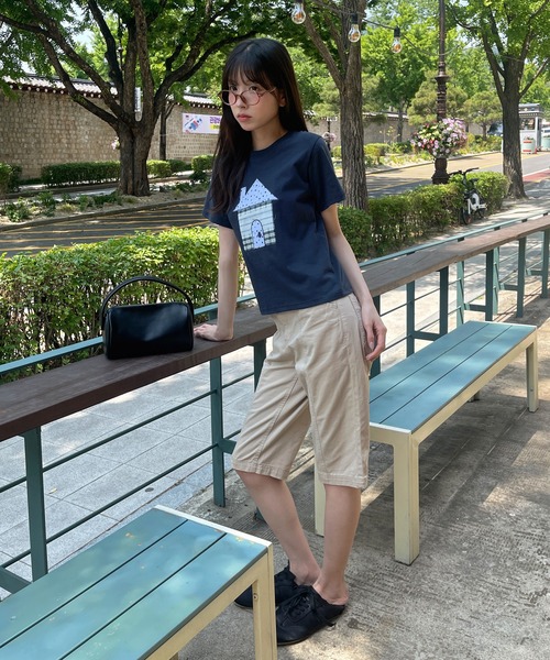 UNE MANSION(ユヌマンション)の「ユニークスターホーム刺繍半袖Tシャツカットソー(Tシャツ/カットソー・レディース・ネイビー/ホワイト・FREE)」の15枚目の写真