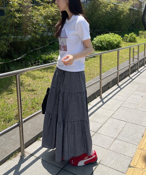 UNE MANSION(ユヌマンション)の「ユニークスターホーム刺繍半袖Tシャツカットソー(Tシャツ/カットソー・レディース・ネイビー/ホワイト・FREE)」の10枚目の写真