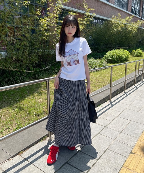 UNE MANSION(ユヌマンション)の「ユニークスターホーム刺繍半袖Tシャツカットソー(Tシャツ/カットソー・レディース・ネイビー/ホワイト・FREE)」の3枚目の写真