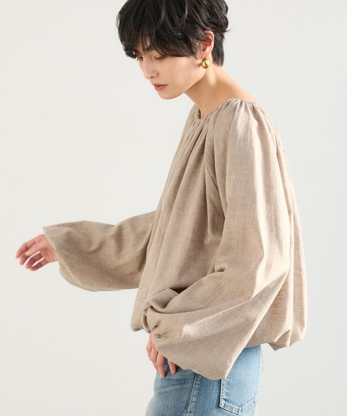 BARNYARDSTORM(バンヤードストーム)の「BARNYARDSTORM / CONFITボリュームブラウス / ハンドウォッシャブル<セットアップ対応>【『ネルソンさん』YouTubeご紹介アイテム】(シャツ/ブラウス・レディース・ベージュ/ブラック・FREE)」の4枚目の写真