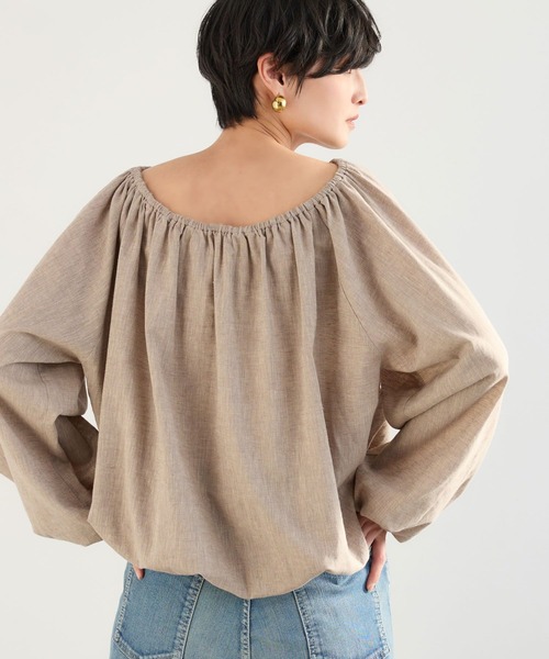 BARNYARDSTORM(バンヤードストーム)の「BARNYARDSTORM / CONFITボリュームブラウス / ハンドウォッシャブル<セットアップ対応>【『ネルソンさん』YouTubeご紹介アイテム】(シャツ/ブラウス・レディース・ベージュ/ブラック・FREE)」の5枚目の写真