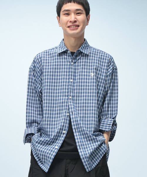 U.S. POLO ASSN.(ユーエスポロアッスン)の「U.S. POLO ASSN. (ユーエスポロアッスン) オーバーサイズ 長袖 シャツ チェック柄 ワンポイント ロゴ 刺繍 綿100% カジュアルシャツ メンズ レディース(シャツ/ブラウス・メンズ・ベージュ系/イエロー系/グリーン/ブルー・M/L)」の4枚目の写真
