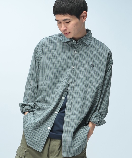 U.S. POLO ASSN.(ユーエスポロアッスン)の「U.S. POLO ASSN. (ユーエスポロアッスン) オーバーサイズ 長袖 シャツ チェック柄 ワンポイント ロゴ 刺繍 綿100% カジュアルシャツ メンズ レディース(シャツ/ブラウス・メンズ・ベージュ系/イエロー系/グリーン/ブルー・M/L)」の3枚目の写真