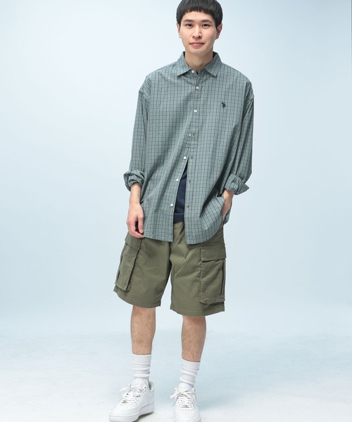 U.S. POLO ASSN.(ユーエスポロアッスン)の「U.S. POLO ASSN. (ユーエスポロアッスン) オーバーサイズ 長袖 シャツ チェック柄 ワンポイント ロゴ 刺繍 綿100% カジュアルシャツ メンズ レディース(シャツ/ブラウス・メンズ・ベージュ系/イエロー系/グリーン/ブルー・M/L)」の6枚目の写真