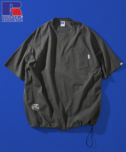 Russell Athletic（ラッセルアスレティック）の「限定展開 RUSSEL ATHLETIC×FREAK'S STORE/ラッセルアスレティック 別注 ビッグシルエット ヘムコード ポケットTシャツ / 吸湿速乾（Tシャツ/カットソー・メンズ・スミクロ/ホワイト/ネイビー/ブラック/グレイッシュベージュ・MEDIUM/SMALL/LARGE）」の4枚目の写真