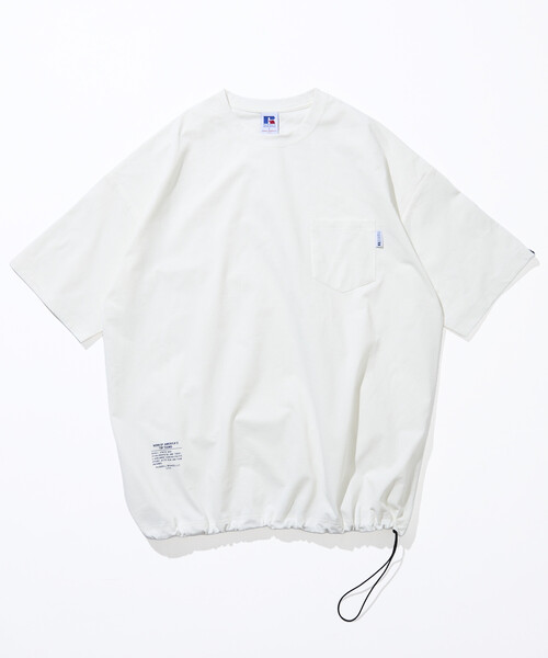 Russell Athletic（ラッセルアスレティック）の「限定展開 RUSSEL ATHLETIC×FREAK'S STORE/ラッセルアスレティック 別注 ビッグシルエット ヘムコード ポケットTシャツ / 吸湿速乾（Tシャツ/カットソー・メンズ・スミクロ/ホワイト/ネイビー/ブラック/グレイッシュベージュ・MEDIUM/SMALL/LARGE）」の22枚目の写真