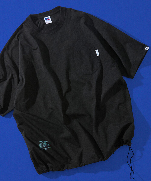 Russell Athletic（ラッセルアスレティック）の「限定展開 RUSSEL ATHLETIC×FREAK'S STORE/ラッセルアスレティック 別注 ビッグシルエット ヘムコード ポケットTシャツ / 吸湿速乾（Tシャツ/カットソー・メンズ・スミクロ/ホワイト/ネイビー/ブラック/グレイッシュベージュ・MEDIUM/SMALL/LARGE）」の8枚目の写真