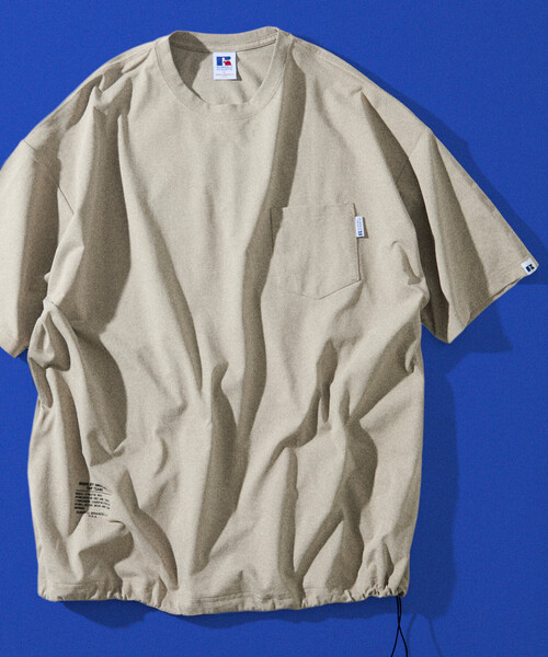 Russell Athletic（ラッセルアスレティック）の「限定展開 RUSSEL ATHLETIC×FREAK'S STORE/ラッセルアスレティック 別注 ビッグシルエット ヘムコード ポケットTシャツ / 吸湿速乾（Tシャツ/カットソー・メンズ・スミクロ/ホワイト/ネイビー/ブラック/グレイッシュベージュ・MEDIUM/SMALL/LARGE）」の9枚目の写真