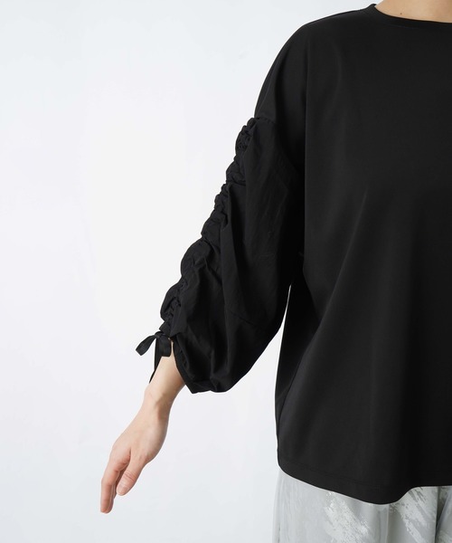 LUCA/LADY LUCK LUCA(ルカ/レディラックルカ)の「LC/LLL ドライポンチ袖布帛ドロスト7分袖プルオーバー(Tシャツ/カットソー・レディース・オフホワイト/ブラック・FREE)」の17枚目の写真