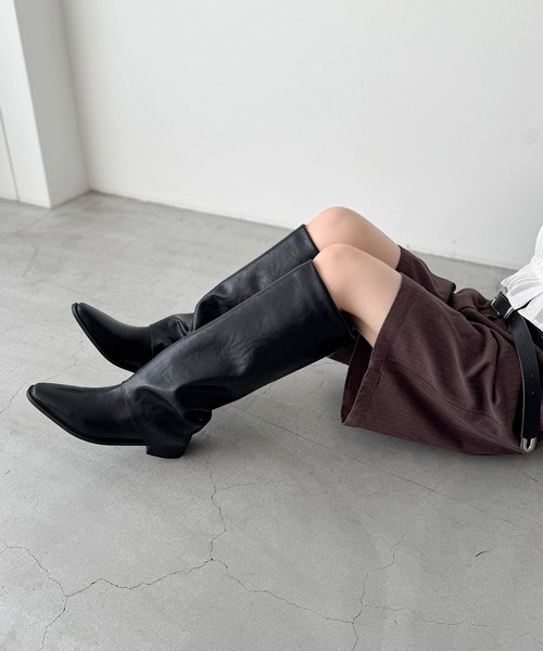CANAL JEAN(キャナルジーン)の「EPURE MILOフォールディングロングブーツ(ブーツ・レディース・ブラック・23.5/24/24.5)」の6枚目の写真