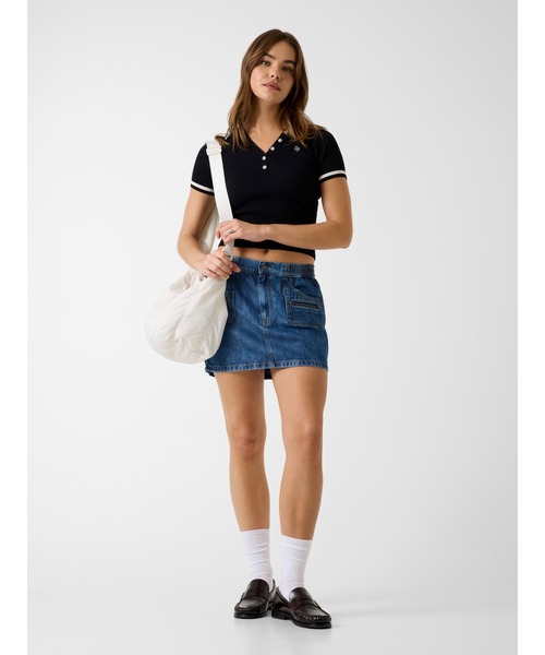GUESS JEANS(ゲスジーンズ)の「GUESS JEANS RIB Polo Emb Sweater ポロシャツ(ポロシャツ・レディース・ブラック/オフホワイト・SMALL/MEDIUM/X-SMALL)」の9枚目の写真