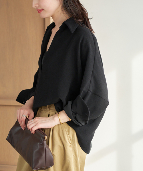 plage（プラージュ）の「《追加》GEORGETTE SKIPPER ブラウス（シャツ/ブラウス・レディース・ベージュ/ホワイト/ブラック・FREE）」の3枚目の写真