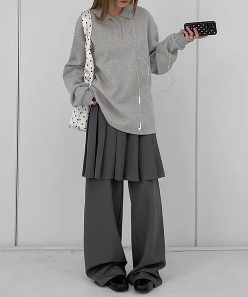 by LEGNA(バイレグナ)の「コンブレイヤードプリーツスカートパンツ(その他パンツ・レディース・ブラック/チャコール・FREE)」の19枚目の写真