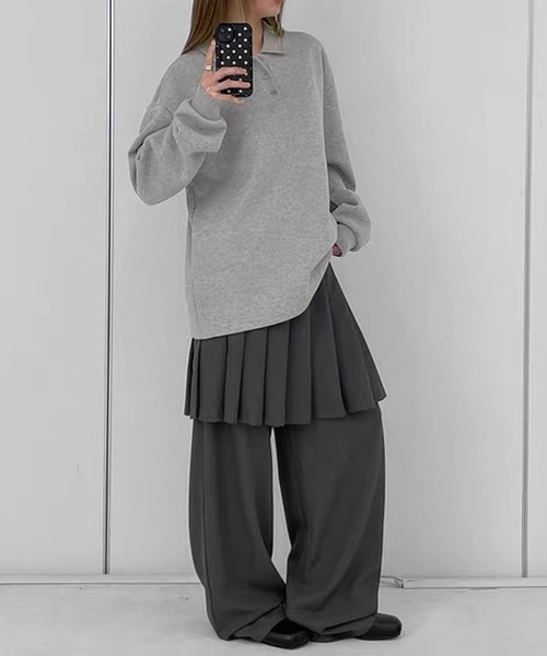 by LEGNA(バイレグナ)の「コンブレイヤードプリーツスカートパンツ(その他パンツ・レディース・ブラック/チャコール・FREE)」の18枚目の写真