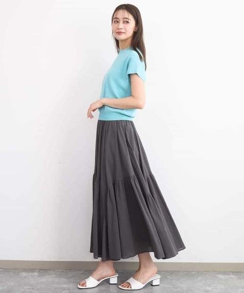 MK MICHEL KLEIN(エムケーミッシェルクラン)の「フレンチスリーブニット/接触冷感/UVカット/洗える(ニット/セーター・レディース・ダークブルー/ネイビー/ホワイト・38)」の21枚目の写真