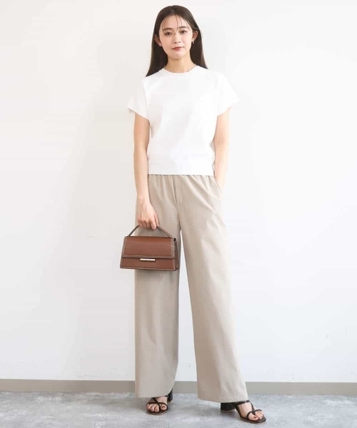 MK MICHEL KLEIN（エムケーミッシェルクラン）の「[UVカット/接触冷感/洗える]フレンチスリーブニット（ニット/セーター・レディース・ダークブルー/ネイビー/ホワイト・38）」の4枚目の写真