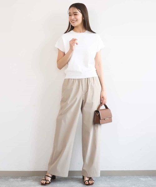 MK MICHEL KLEIN（エムケーミッシェルクラン）の「[UVカット/接触冷感/洗える]フレンチスリーブニット（ニット/セーター・レディース・ダークブルー/ネイビー/ホワイト・38）」の6枚目の写真