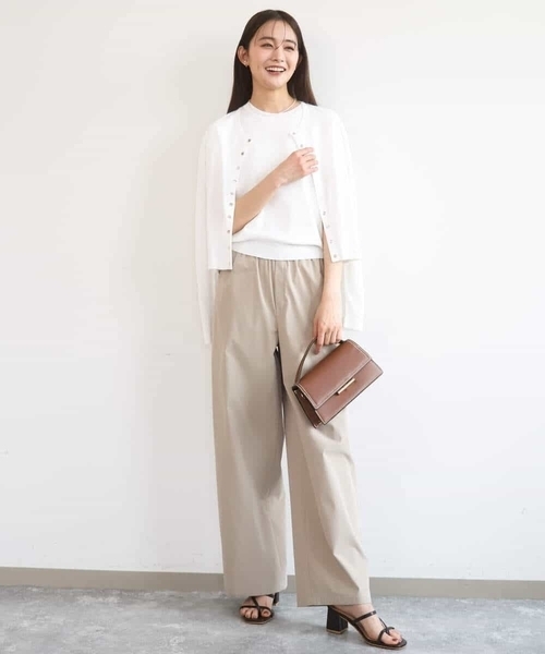 MK MICHEL KLEIN（エムケーミッシェルクラン）の「[UVカット/接触冷感/洗える]フレンチスリーブニット（ニット/セーター・レディース・ダークブルー/ネイビー/ホワイト・38）」の7枚目の写真