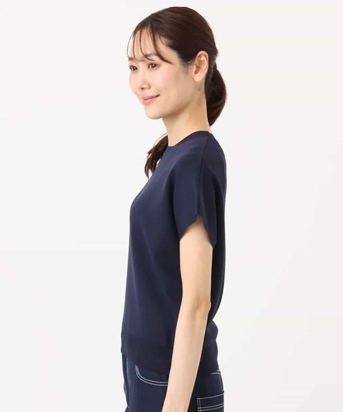 MK MICHEL KLEIN(エムケーミッシェルクラン)の「フレンチスリーブニット/接触冷感/UVカット/洗える(ニット/セーター・レディース・ダークブルー/ネイビー/ホワイト・38)」の14枚目の写真