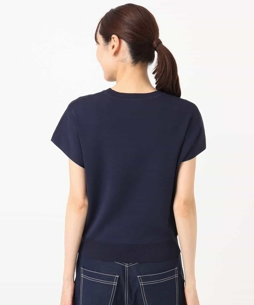 MK MICHEL KLEIN(エムケーミッシェルクラン)の「フレンチスリーブニット/接触冷感/UVカット/洗える(ニット/セーター・レディース・ダークブルー/ネイビー/ホワイト・38)」の15枚目の写真