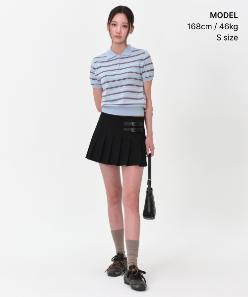 MUSINSA STANDARD WOMAN（ムシンサスタンダードウーマン）の「ウィメンズマルチストライプニットポロシャツ[スカイブルー]（ポロシャツ・レディース・その他・SMALL/MEDIUM/LARGE/X-SMALL）」の7枚目の写真