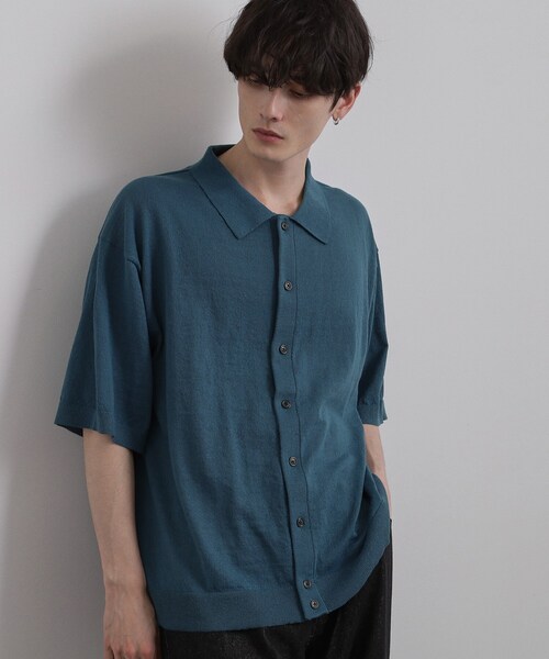 tk.TAKEO KIKUCHI（ティーケータケオキクチ）の「半袖ニットシャツ（ニット/セーター・メンズ・ブルー/ダークブラウン/ブラック・03/04/02）」の3枚目の写真