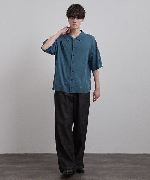 tk.TAKEO KIKUCHI（ティーケータケオキクチ）の「半袖ニットシャツ（ニット/セーター・メンズ・ブルー/ダークブラウン/ブラック・03/04/02）」の12枚目の写真