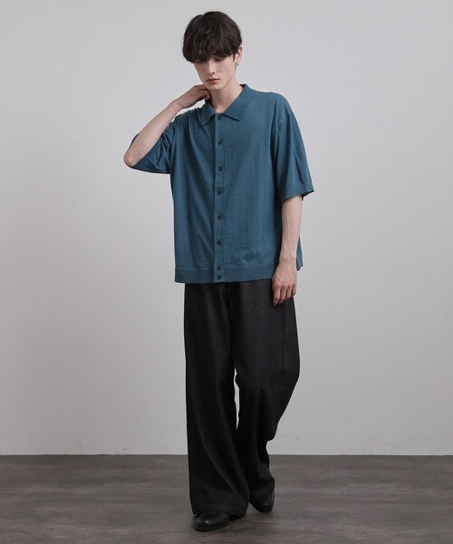 tk.TAKEO KIKUCHI（ティーケータケオキクチ）の「半袖ニットシャツ（ニット/セーター・メンズ・ブルー/ダークブラウン/ブラック・03/04/02）」の11枚目の写真