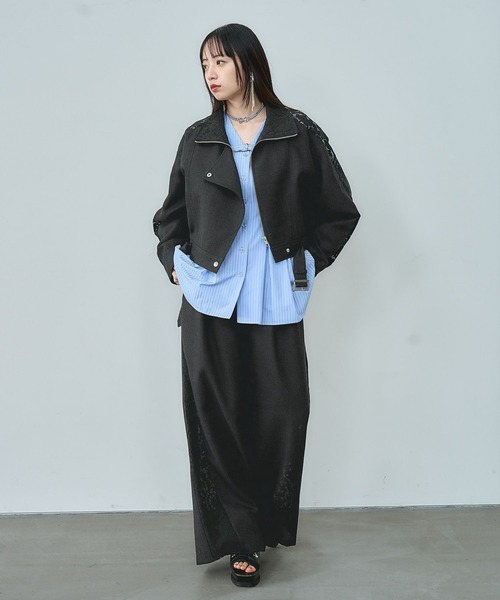 HARE（ハレ）の「レースラインツイードブルゾン(HARE)（ブルゾン・レディース・オフホワイト/ブラック・FREE）」の3枚目の写真