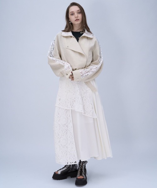 HARE（ハレ）の「レースラインツイードブルゾン(HARE)（ブルゾン・レディース・オフホワイト/ブラック・FREE）」の6枚目の写真