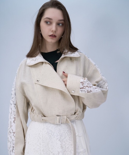 HARE（ハレ）の「レースラインツイードブルゾン(HARE)（ブルゾン・レディース・オフホワイト/ブラック・FREE）」の7枚目の写真