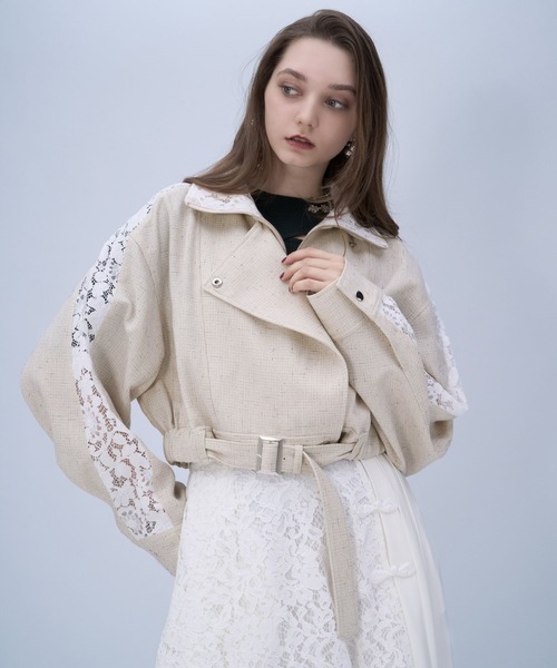 HARE（ハレ）の「レースラインツイードブルゾン(HARE)（ブルゾン・レディース・オフホワイト/ブラック・FREE）」の10枚目の写真