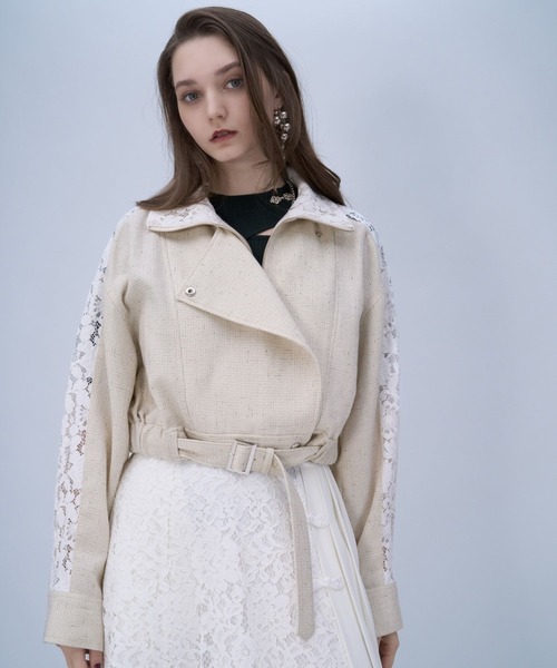 HARE（ハレ）の「レースラインツイードブルゾン(HARE)（ブルゾン・レディース・オフホワイト/ブラック・FREE）」の11枚目の写真