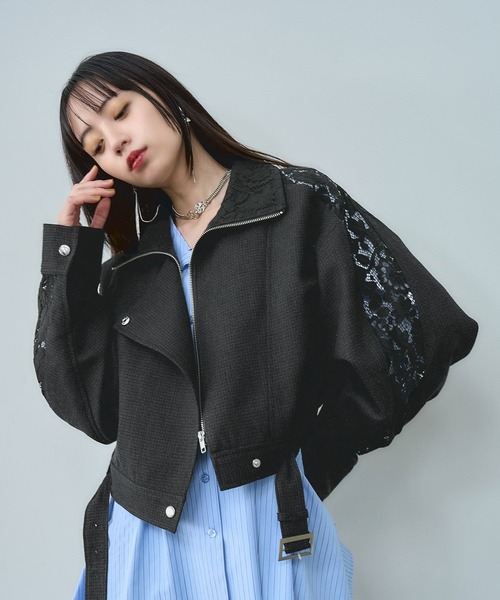 HARE（ハレ）の「レースラインツイードブルゾン(HARE)（ブルゾン・レディース・オフホワイト/ブラック・FREE）」の12枚目の写真