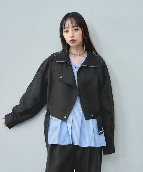 HARE（ハレ）の「レースラインツイードブルゾン(HARE)（ブルゾン・レディース・オフホワイト/ブラック・FREE）」の14枚目の写真