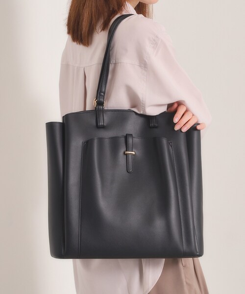 ITS'DEMO（イッツデモ）の「＜かるバッグ＞縦型A4トート（トートバッグ・レディース・ブラック/アイボリー/ベージュ・00）」の2枚目の写真