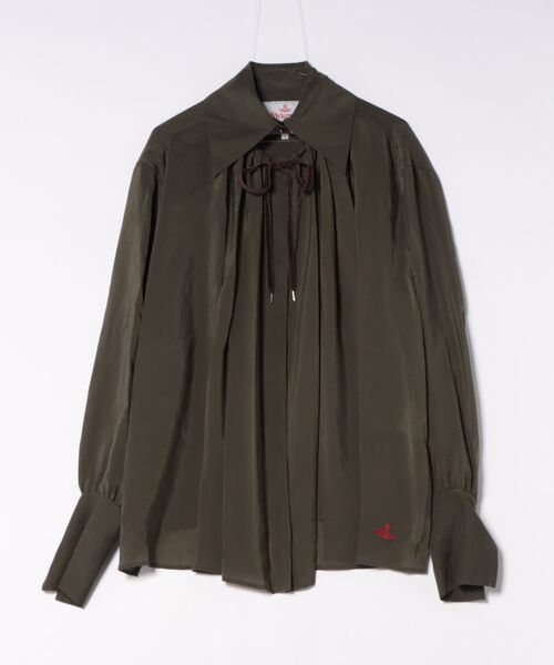 Vivienne Westwood(ヴィヴィアンウエストウッド)の「クリアクリンクルキュプラギャザーボリュームブラウス(シャツ/ブラウス・レディース・グリーン/ブラック・FREE)」の2枚目の写真