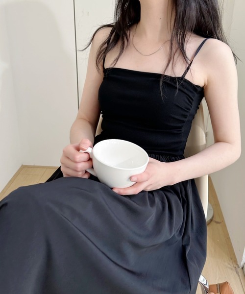 Ada.(エイダ)の「アソート展開 無地/ドット カップ付き サイドギャザーキャミソール ワンピ(ワンピース・レディース・ホワイト×ブラック/ブラック×ホワイト/ブラック・FREE)」の11枚目の写真