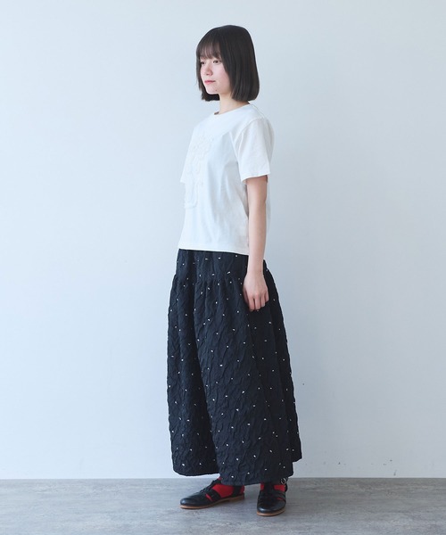 bulle de savon（ビュルデサボン）の「花びんのテープ刺繍 Tシャツ（Tシャツ/カットソー・レディース・グレー/ブルー/ホワイト・FREE）」の16枚目の写真