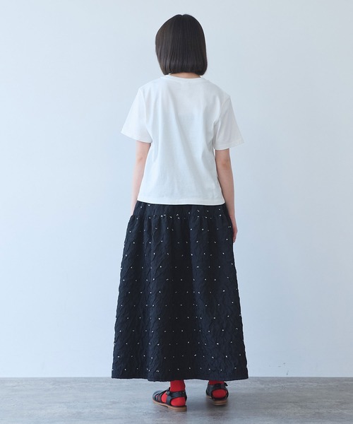bulle de savon（ビュルデサボン）の「花びんのテープ刺繍 Tシャツ（Tシャツ/カットソー・レディース・グレー/ブルー/ホワイト・FREE）」の18枚目の写真