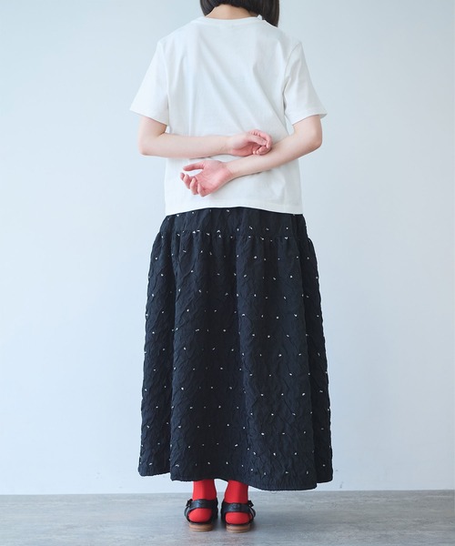 bulle de savon（ビュルデサボン）の「花びんのテープ刺繍 Tシャツ（Tシャツ/カットソー・レディース・グレー/ブルー/ホワイト・FREE）」の19枚目の写真