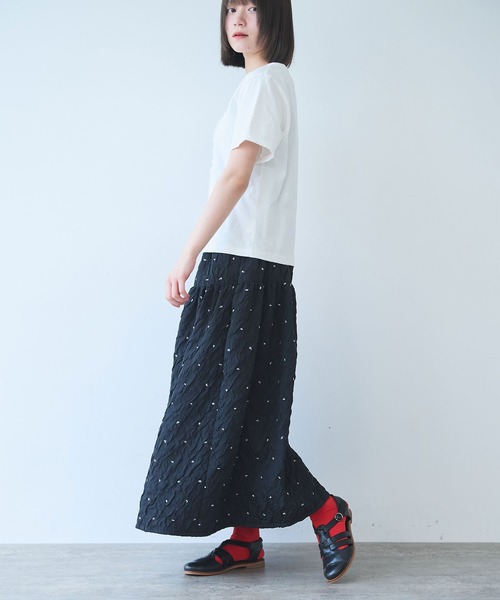 bulle de savon（ビュルデサボン）の「花びんのテープ刺繍 Tシャツ（Tシャツ/カットソー・レディース・グレー/ブルー/ホワイト・FREE）」の20枚目の写真