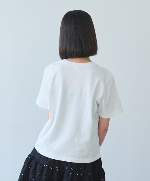 bulle de savon（ビュルデサボン）の「花びんのテープ刺繍 Tシャツ（Tシャツ/カットソー・レディース・グレー/ブルー/ホワイト・FREE）」の9枚目の写真
