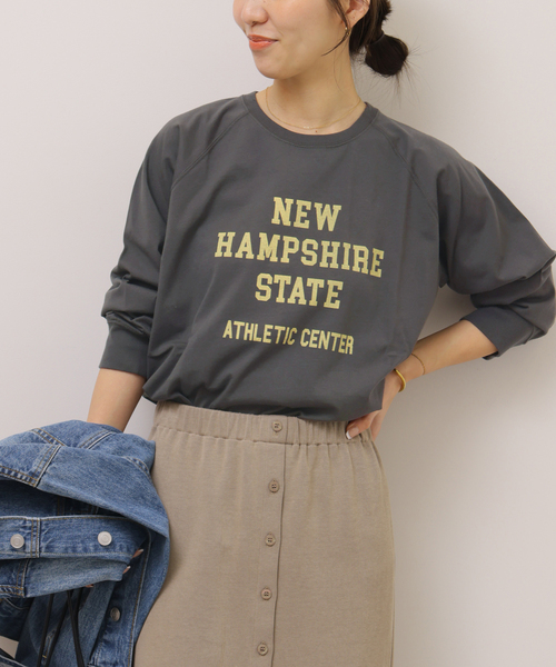 JOURNAL STANDARD relume(ジャーナルスタンダード レリューム)の「《追加》ラグランスリーブカレッジロングスリーブTEE(Tシャツ/カットソー・レディース・ピンク/ライトホワイト/オフホワイト/ブラック×ブラック・FREE)」の10枚目の写真